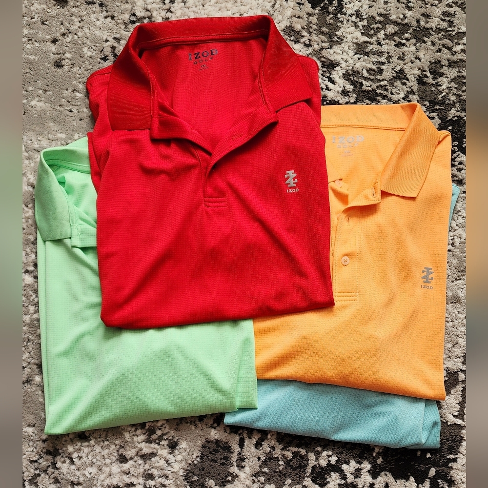 Izod Men's Polo Shirt Bundle - Red, Mint Green, Orange, Light Blue